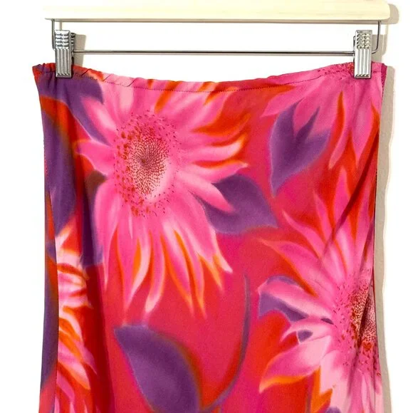 Vtg 90s Y2K Floral Chiffon Maxi Skirt Elastic Waist Whimsical Fairy Festival - Picture 2 of 12